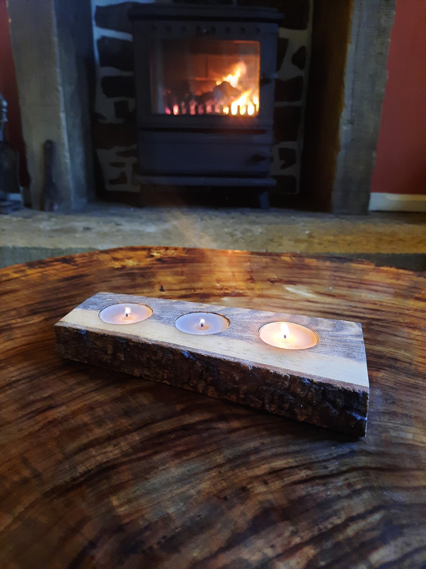 Rustic Three tealight holder