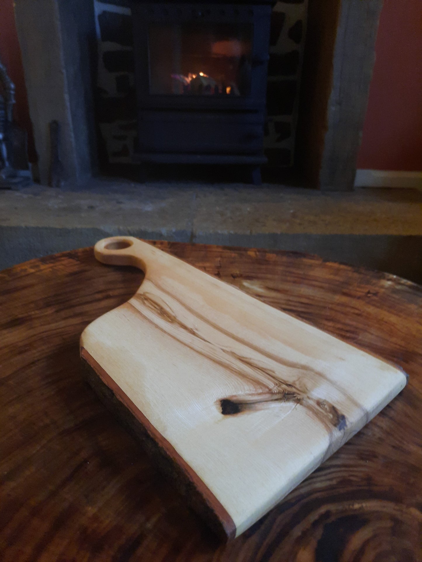 Live edge side bark Ash serving board
