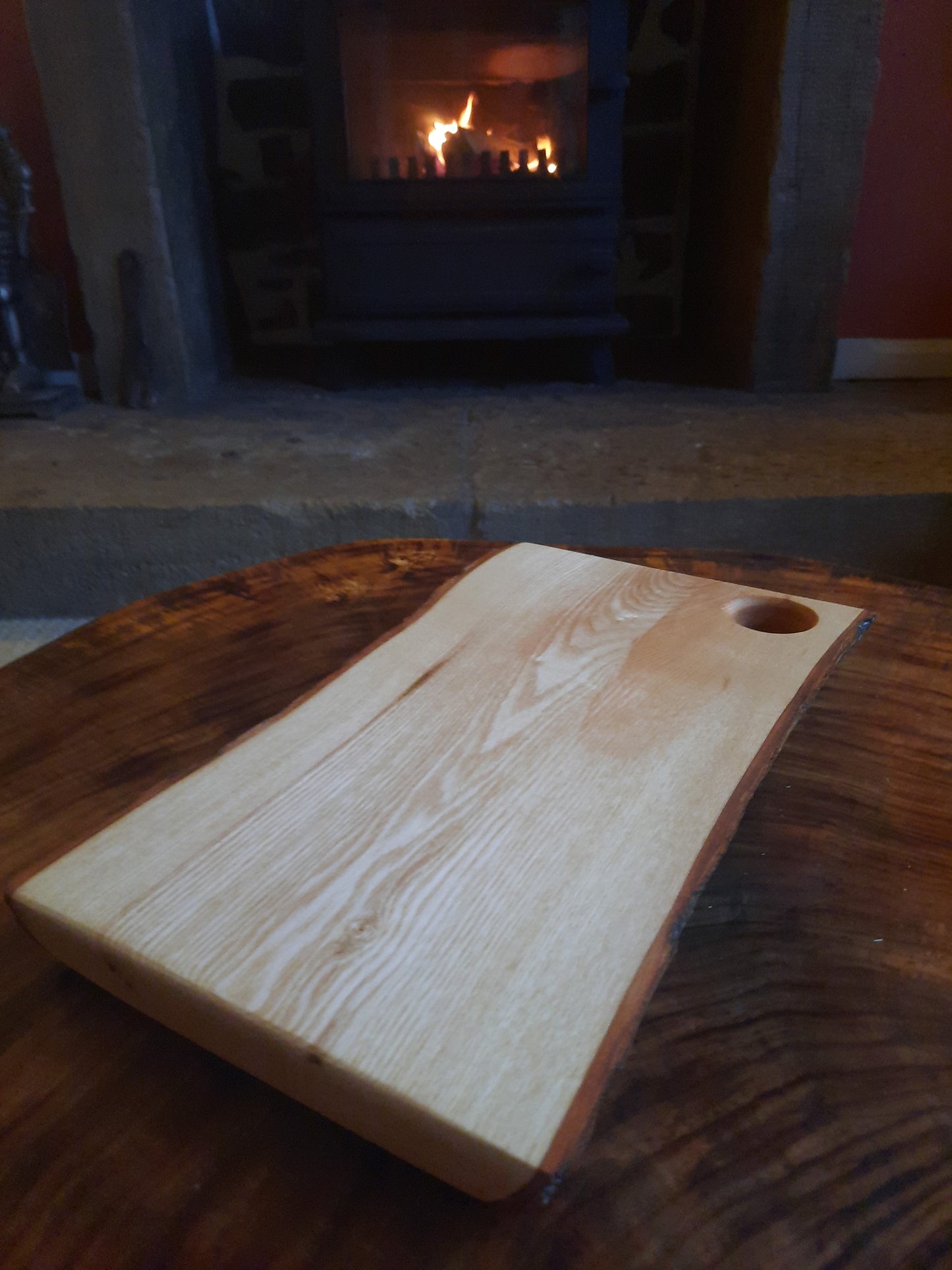 Live Edge side bark ash Chopping board