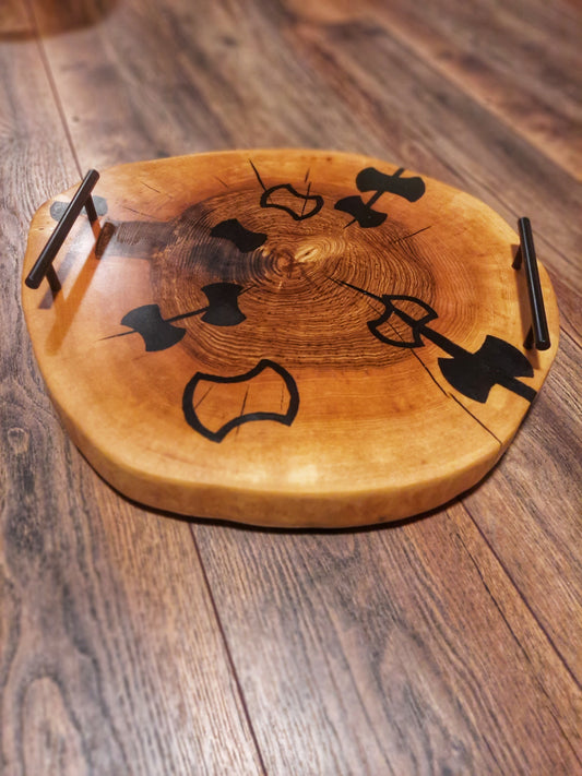 Ash round serving tray