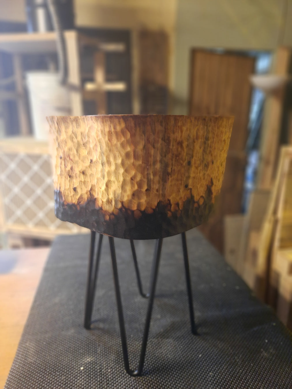 Artistic Flame Textured Beech Table