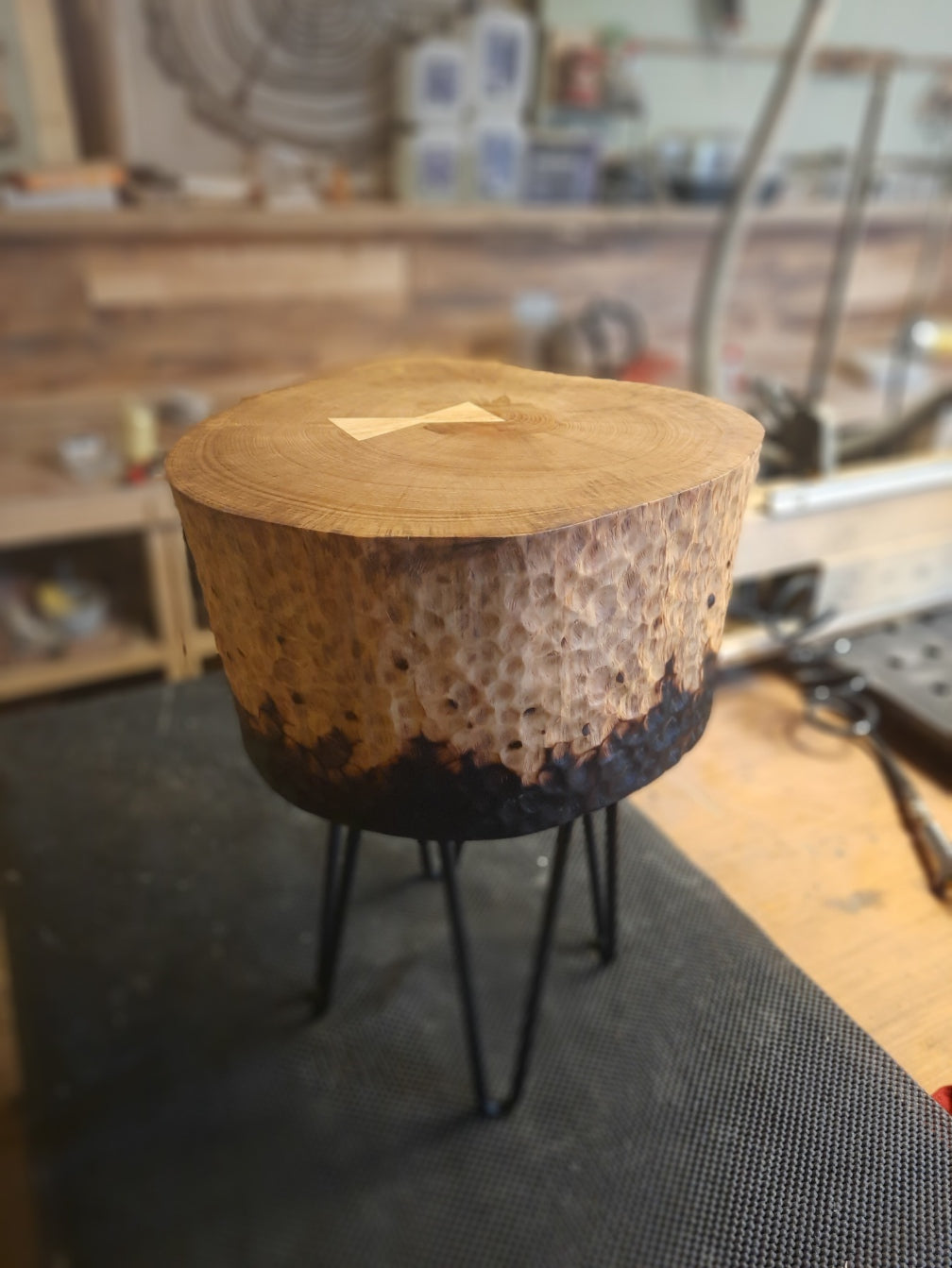 Artistic Flame Textured Beech Table