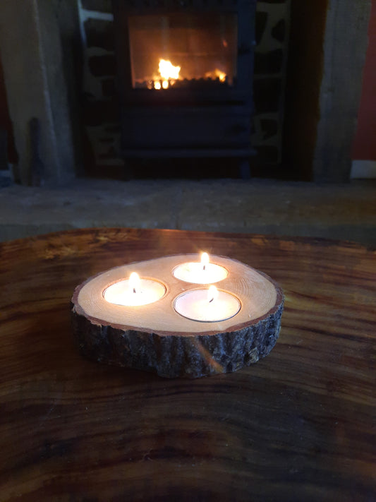 (s) Rustic Round Three tealight holder