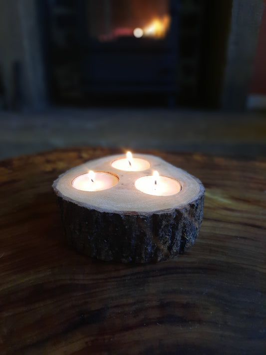 (m) Rustic Round Three tealight holder