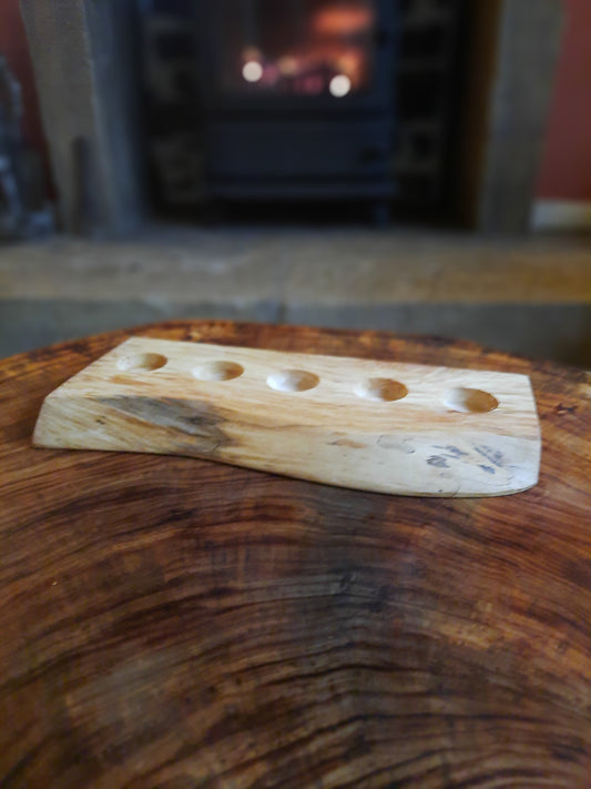 Live edge wood slab five tealight holder