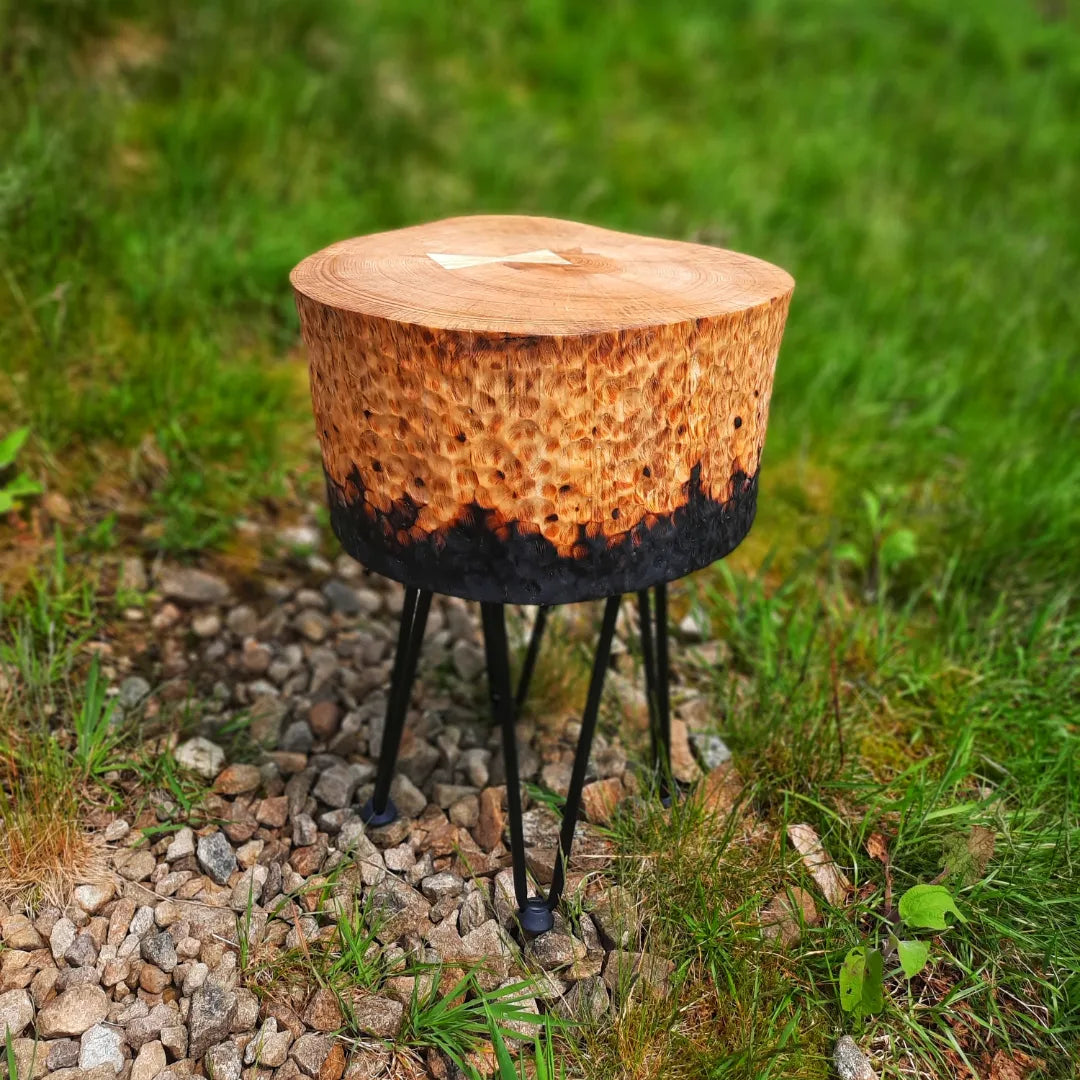 Artistic Flame Textured Beech Table